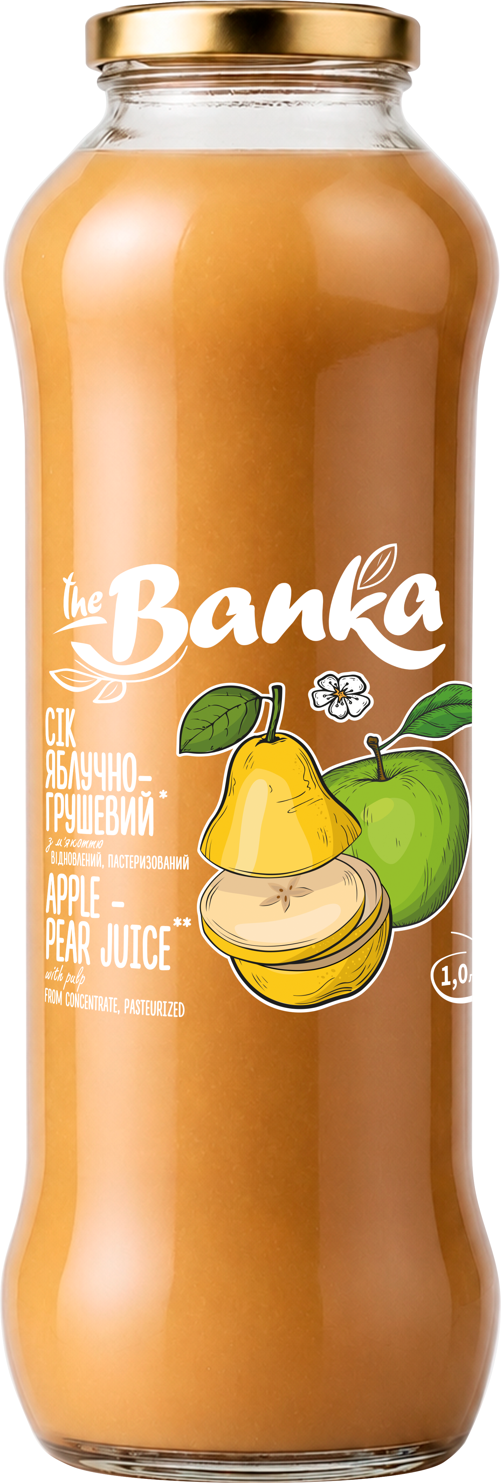 Сік яблучно-грушевий з м'якоттю, ТМ "the Banka" відновлений, пастеризований 1 л 